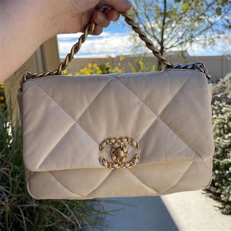 chanel beige stitched purse|chanel 19 small flap bag.